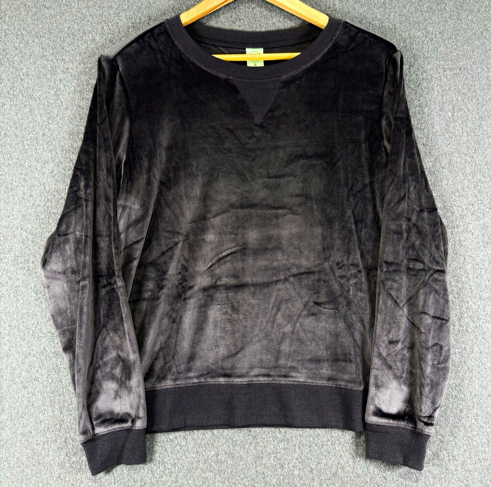 Honeydew Velour Sweatshirt Womens Medium Black Crew Neck Long Sleeve Pullover